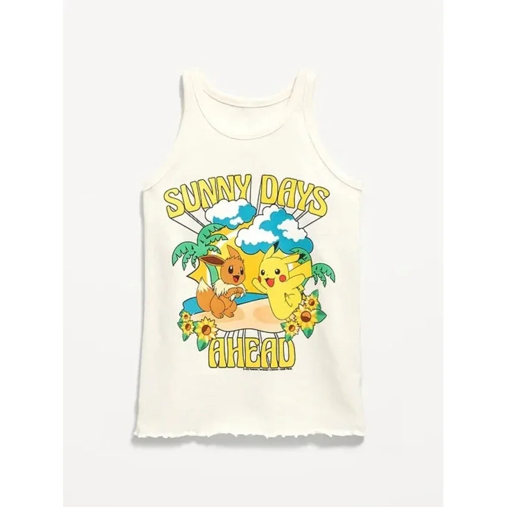 Pokemon Kids Graphic Tank Top Medium 8 Sunny Days Ahead Beach Summer Colorful